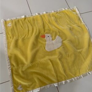 Jack Rabbit Creations yellow duck baby security blanket with satin trim